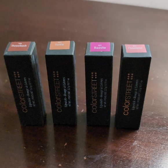 Color Street Other - Color Street Lipstick Collection - Throwback, Tattle, Baddie, Flawless - NWT